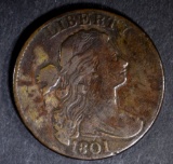 1801 LARGE CENT XF