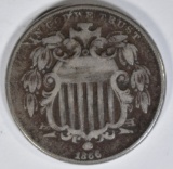 1866 SHIELD NICKEL FINE