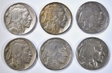 1925, 26, 27, 29-P,D,S BUFFALO NICKELS MOSTLY XF