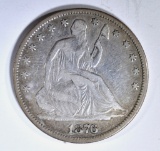 1876 SEATED LIBERTY HALF DOLLAR VF