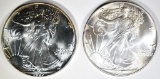 2-BU-AMERICAN SILVER EAGLES: