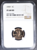 1959 LINCOLN CENT NGC PF-68 RD