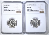 1942-P & 43-P SILVER JEFFERSON NICKELS, NGC MS-66