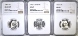 3-NGC GRADED SILVER JEFFERSON NICKELS: