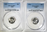 1965 & 1966 SMS ROOSEVELT DIMES, PCGS SP-67