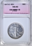 1917-D REV. WALKING LIBERTY HALF, PNA CH BU