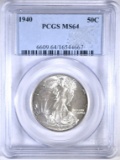 1940 WALKING LIBERTY HALF DOLLAR PCGS MS-64