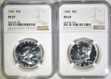 1963 FRANKLIN & 64 KENNEDY HALVES NGC PF-67