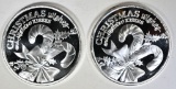 2-2020 MERRY CHRISTMAS 1oz .999 SILVER ROUNDS