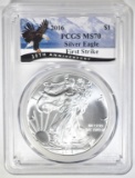 2016 AMERICAN SILVER EAGLE PCGS MS-70 1st STRIKE