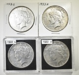 1992-D,S & 1923-D,S PEACE DOLLARS