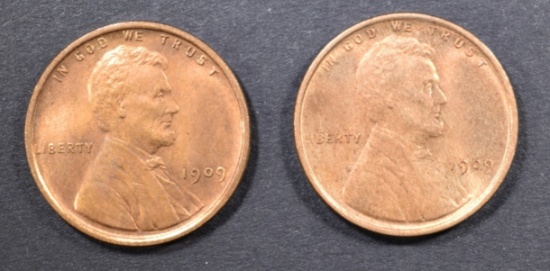 2-CH/GEM BU RED 1909 LINCOLN CENTS