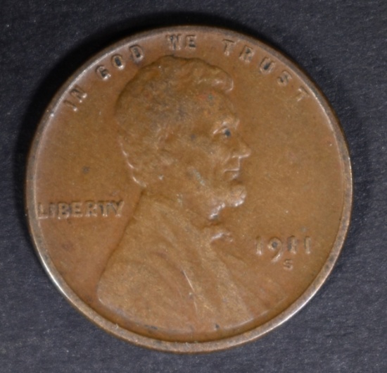 1911-S LINCOLN CENT VF/XF