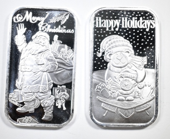 2-2020 1oz .999 SILVER CHRISTMAS BARS