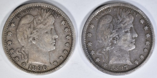 1896 VF+ & 1897 VF BARBER QUARTERS