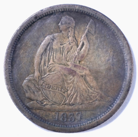 1837 SEATED LIBERTY DIME XF