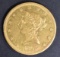 1843-O $10 GOLD LIBERTY CH AU