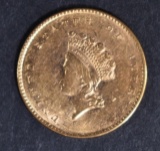1855 $1 GOLD INDIAN PRINCESS  NICE BU