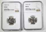 1942-S & 45-S SILVER JEFFERSON NICKELS NGC MS-66