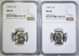 1943-P & 44-P SILVER JEFFERSON NICKELS NGC MS-66