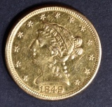 1849 $2.5 GOLD LIBERTY  AU LIGHT MARKS