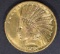 1908 $10 GOLD INDIAN W/MOTTO  VERY CH BU