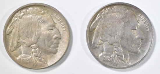 1913 TYPE 1 & 2 BUFFALO NICKELS AU/BU