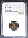 1959 LINCOLN CENT NGC PF-68 RD