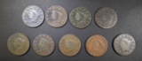 LOT OF 9 LARGE CENTS: