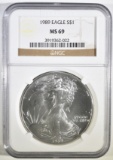 1989 AMERICAN SILVER EAGLE NGC MS-69