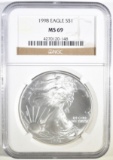 1998 AMERICAN SILVER EAGLE NGC MS-69