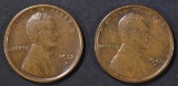 1912-S FINE & 13-S XF LINCOLN CENTS