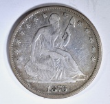 1876 SEATED LIBERTY HALF DOLLAR VF
