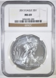 2013 AMERICAN SILVER EAGLE NGC MS-69