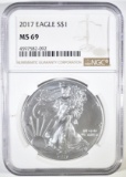 2017 AMERICAN SILVER EAGLE NGC MS-69