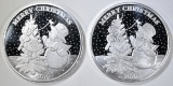 2-2020 MERRY CHRISTMAS 1oz .999 SILVER ROUNDS