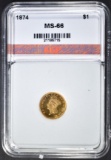 1874 GOLD DOLLAR AGP SUPERB GEM BU