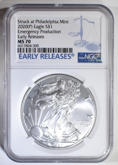 2020-(P) AMER. SILVER EAGLE NGC MS-70 EMERGENCY