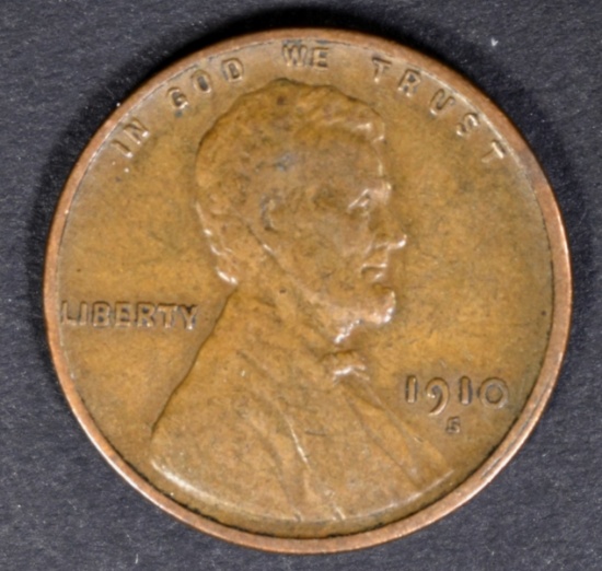 1910-S LINCOLN CENT, AU