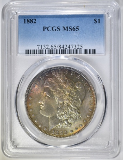 1882 MORGAN DOLLAR, PCGS MS-65 COLOR