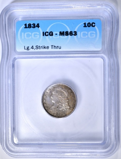 1834 BUST DIME ICG MS-63