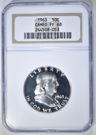 1963 FRANKLIN HALF DOLLAR NGC PF-68 CAMEO