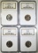 LOT OF 4 NGC GRADED JEFFERSON NICKELS: