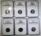 LOT OF 6 NGC PF-69 ULTRA CAMEO JEFFERSON NICKELS: