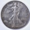 1938-D WALKING LIBERTY HALF DOLLAR, XF- AU