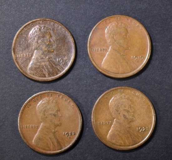 1919-D,S, 21-S & 23-S XF LINCOLN CENTS