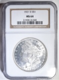 1921-S MORGAN DOLLAR  NGC MS-64