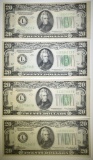 4 1934-A $20 FEDERAL RESERVE NOTES