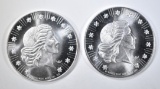 2-ONE OUNCE .999 SILVER ROUNDS