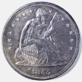 1855 SEATED LIBERTY DOLLAR AU/BU